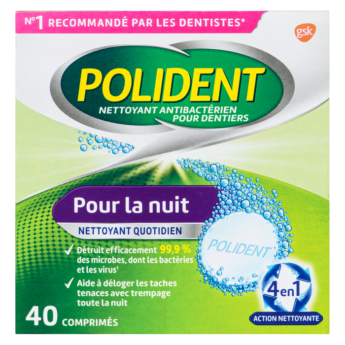 Polident Daily Cleanser Overnight 40 Tablets