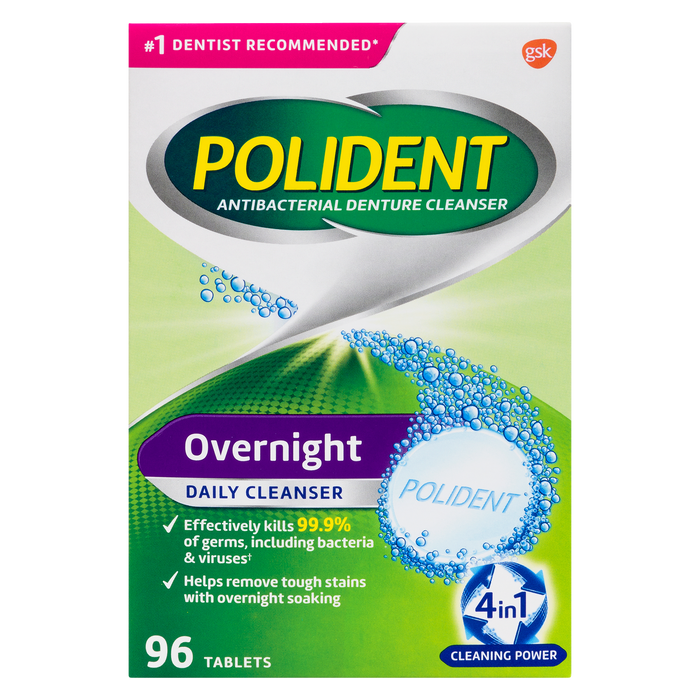 Polident Daily Cleanser Overnight 96 Tablets