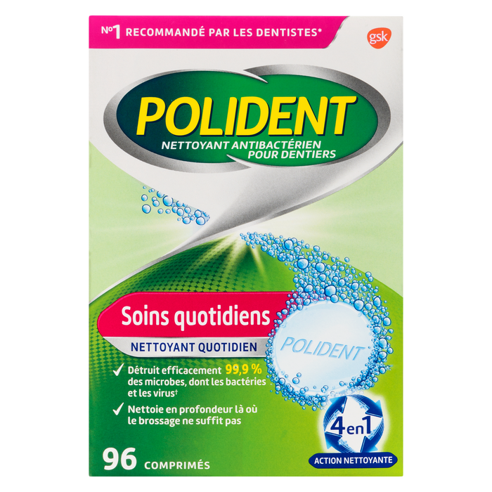 Polident Nettoyant Quotidien Soin Quotidien 96 Comprimés