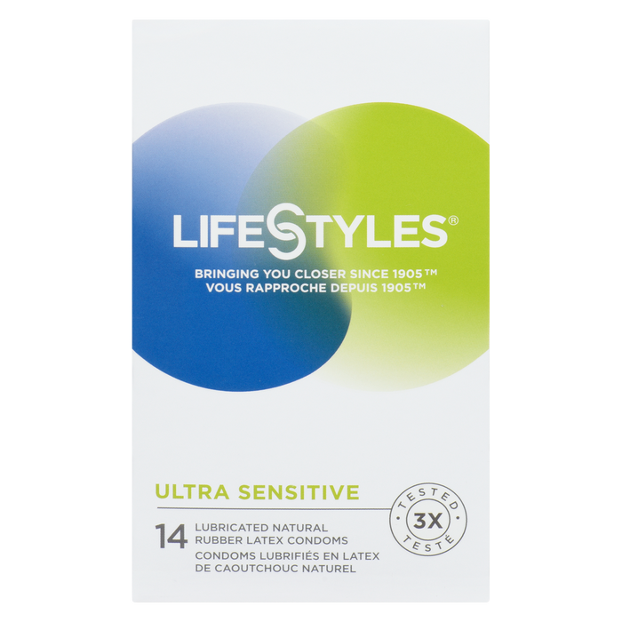 Préservatifs en latex de caoutchouc naturel lubrifiés LifeStyles Ultra Sensitive 14