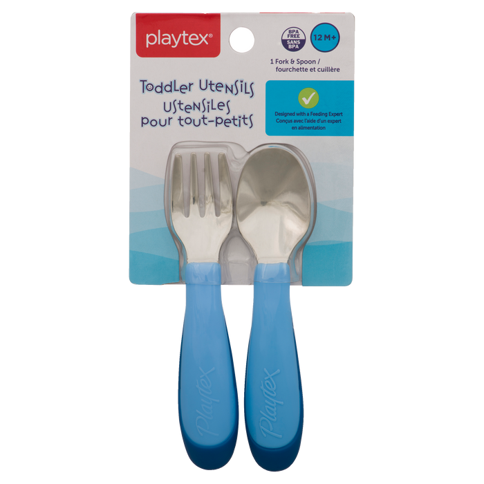 Playtex Toddler Utensils Fork & Spoon 12 M+