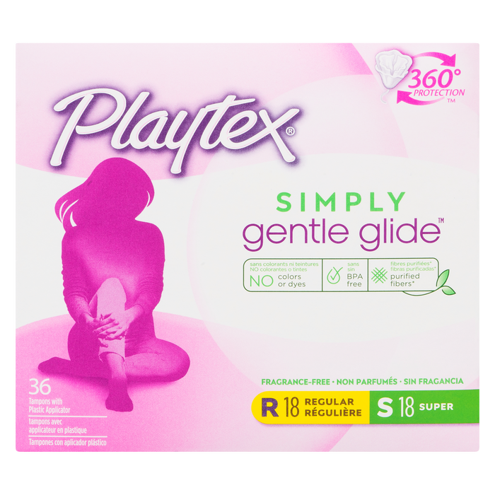 Playtex Simply Gentle Glide 36 Tampons with Plastic Applicator