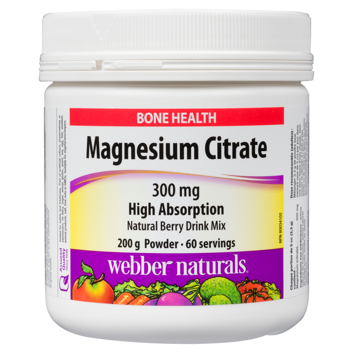 Webber Naturals Bone Health Citrate de magnésium 300 mg 200 g Poudre