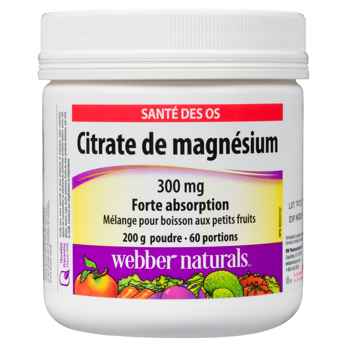 Webber Naturals Bone Health Citrate de magnésium 300 mg 200 g Poudre