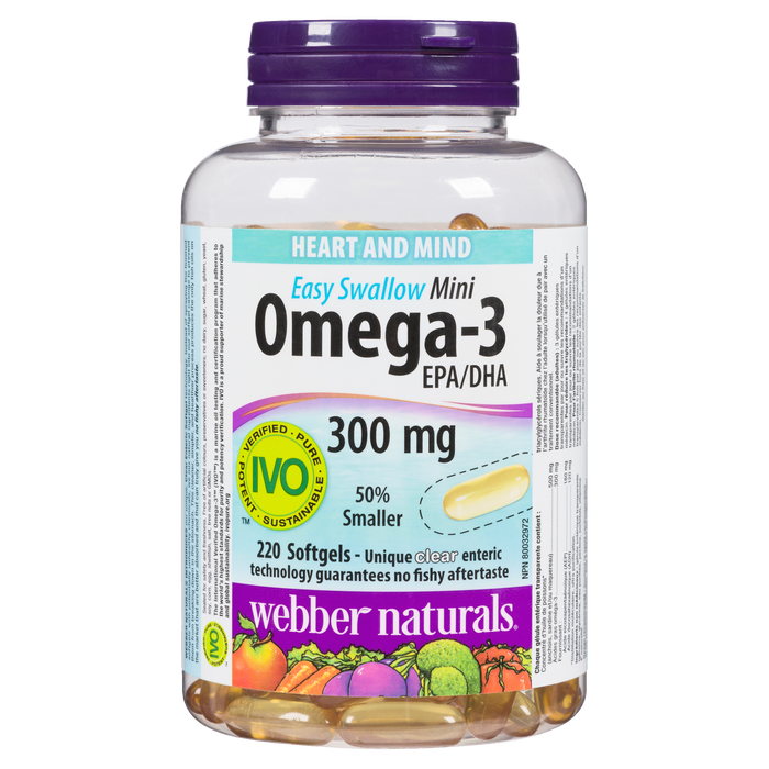 Webber Naturals Easy Swallow Mini Omega-3 EPA/DHA 300 mg 220 Softgels