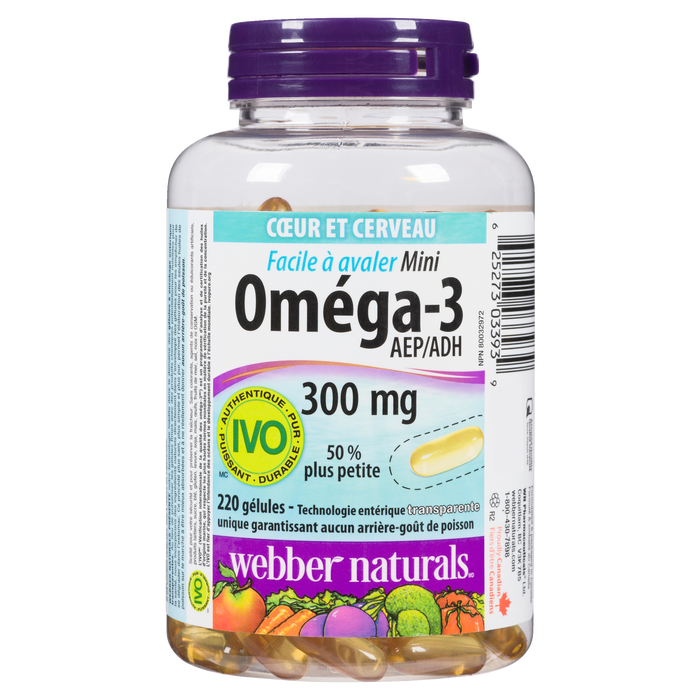 Webber Naturals Easy Swallow Mini Omega-3 EPA/DHA 300 mg 220 Softgels