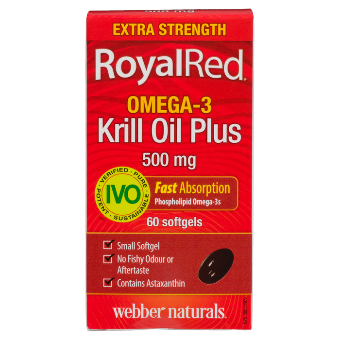 Huile de krill Omega-3 RoyalRed de Webber Naturals Plus 500 mg 60 gélules