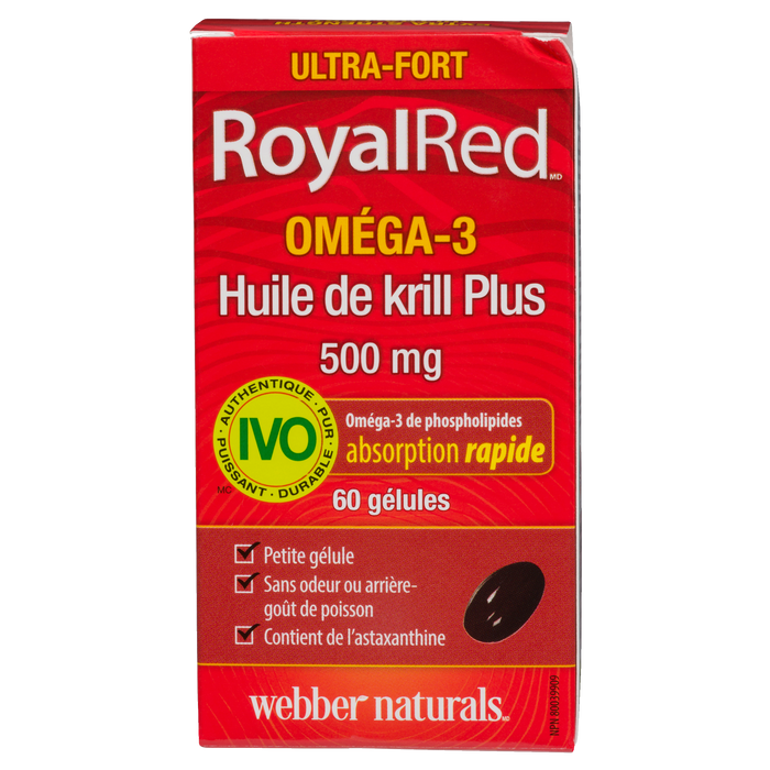 Huile de krill Omega-3 RoyalRed de Webber Naturals Plus 500 mg 60 gélules