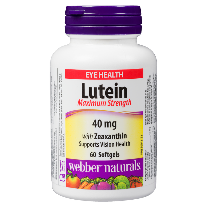 Webber Naturals Eye Health Lutein with Zeaxanthin 40 mg Maxiumum Strength 60 Softgels