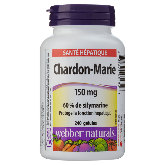 Webber Naturals Liver Health Chardon-Marie 150 mg 60 % silymarine 240 gélules