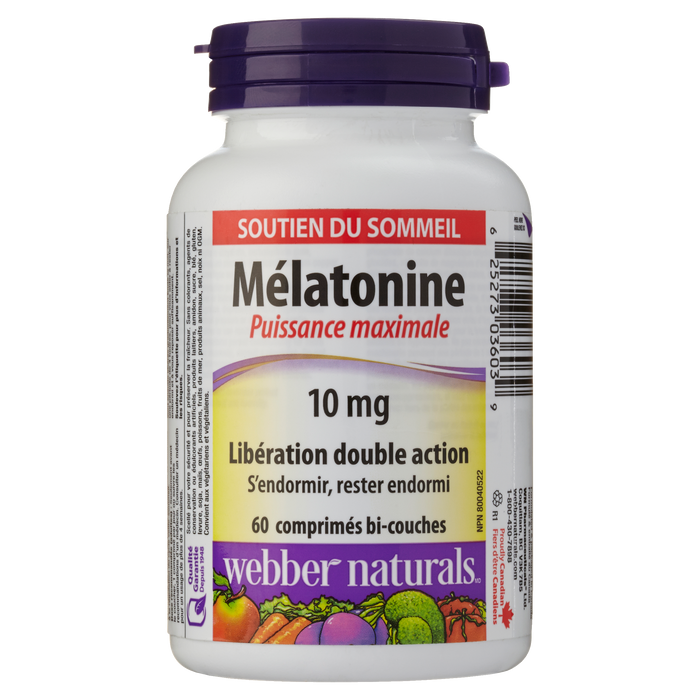 Webber Naturals Sleep Support Melatonin Maximum Strength 10 mg 60 Bi-Layer Tablets