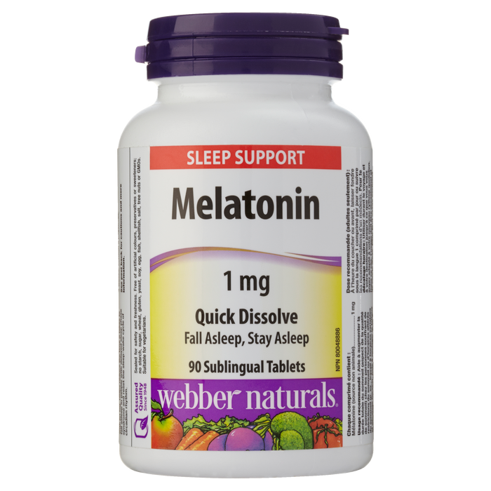 Webber Naturals Sleep Support Mélatonine 1 mg 90 comprimés sublinguaux