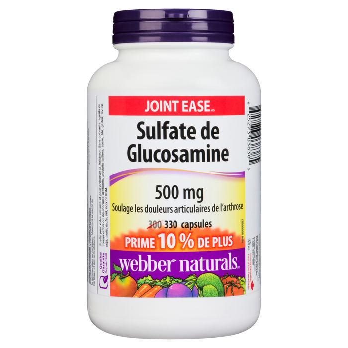 Webber Naturals Joint Ease Glucosamine Sulfate 500 mg 330 gélules