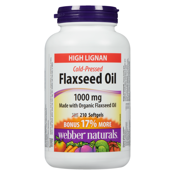 Webber Naturals Flaxseed Oil Cold-Pressed 1000 mg 210 Softgels