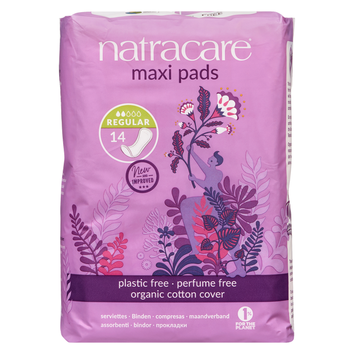 Natracare Maxi Pads Organic Cotton Cover 14 Regular