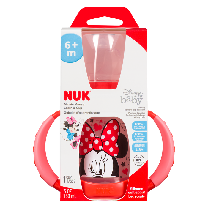 Tasse d'apprentissage en silicone NUK Minnie Mouse avec bec souple 6 mois et plus 150 ml 1 tasse