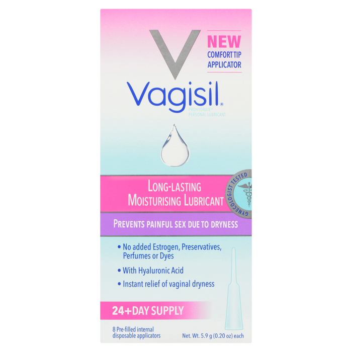 Vagisil Prohydrate Moisturising Lubricant Long-Lasting 8 Pre-Filled Internal Disposable Applicators 5.9 g