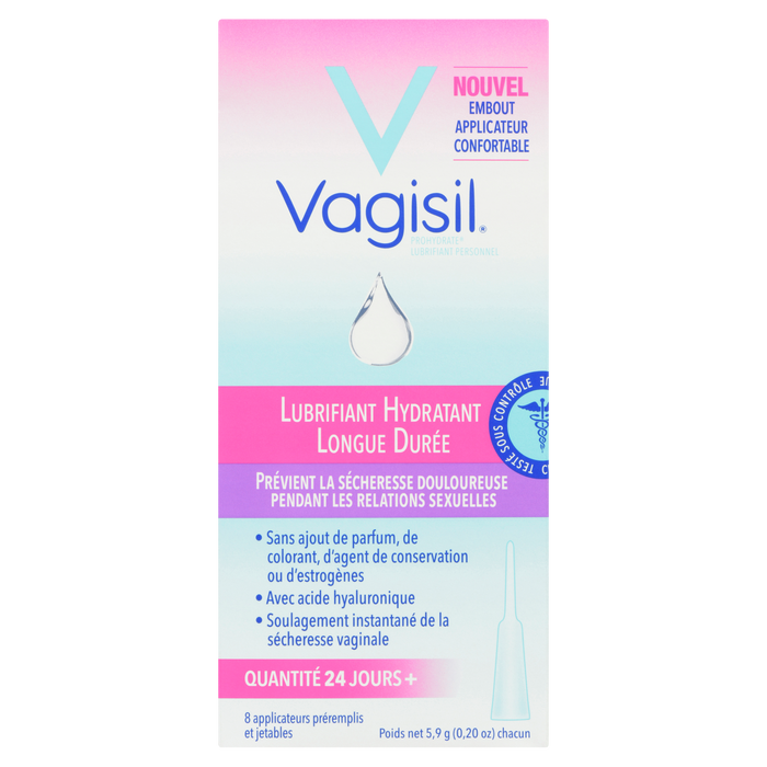 Lubrifiant hydratant Vagisil Prohydrate longue durée 8 applicateurs internes jetables préremplis 5,9 g