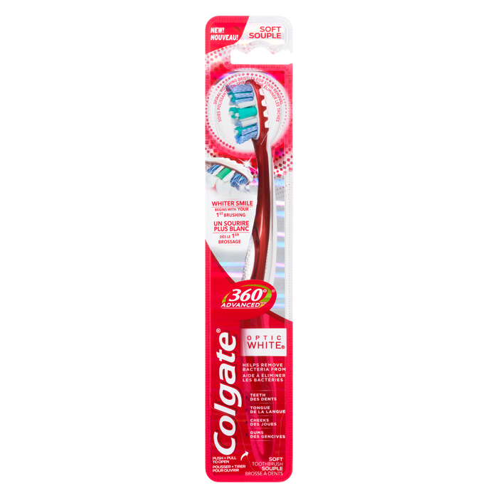 Brosse à dents Colgate 360° Advanced Optic White à poils souples