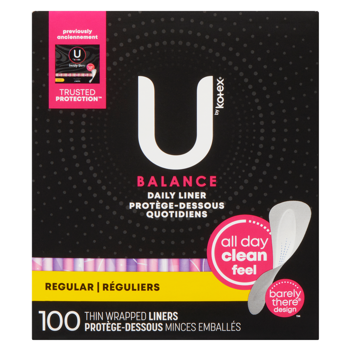 U by Kotex Balance Daily Liner Regular 100 protège-dessous minces enveloppés