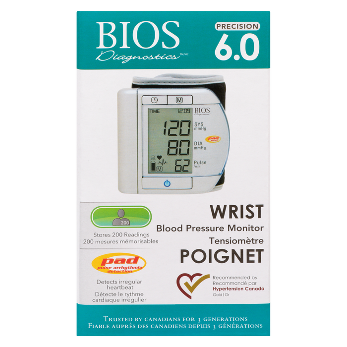 BIOS Diagnostics Wrist Blood Pressure Monitor Precision 6.0