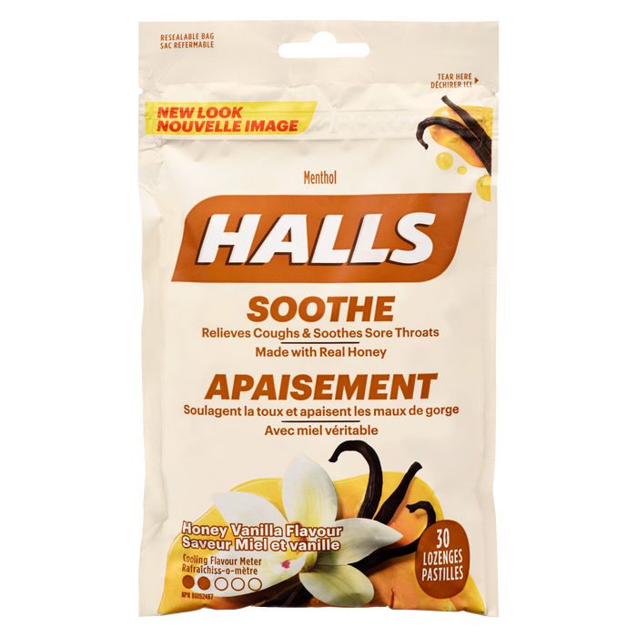 Halls Soothe Menthol Miel Vanille 30 Pastilles