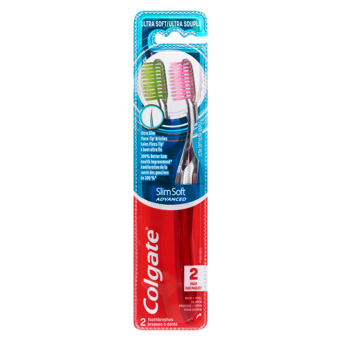 Lot de 2 brosses à dents Colgate Slim Soft Advanced Ultra Soft