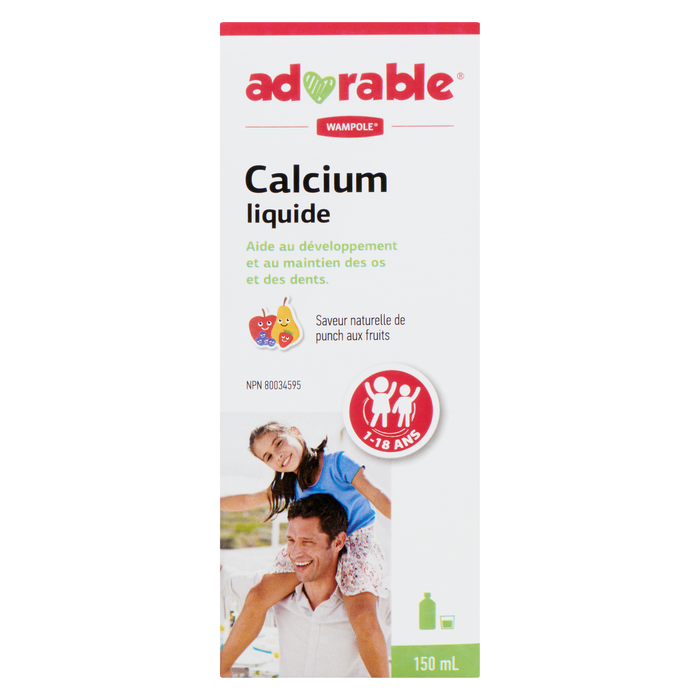 Adorable Calcium Liquide Saveur Punch Aux Fruits Naturels 1-18 ans 150 ml