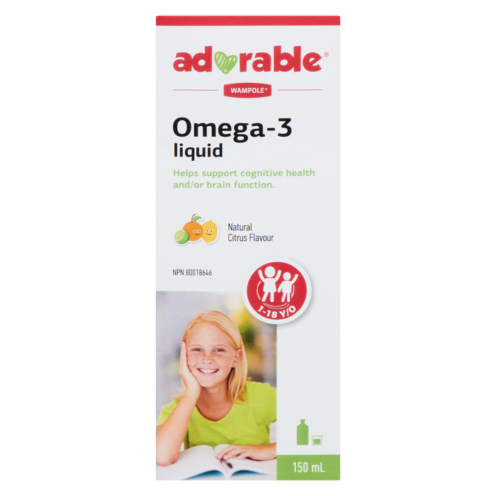 Adorable Omega-3 Liquide Saveur Naturelle d'Agrumes 1-18 ans 150 ml