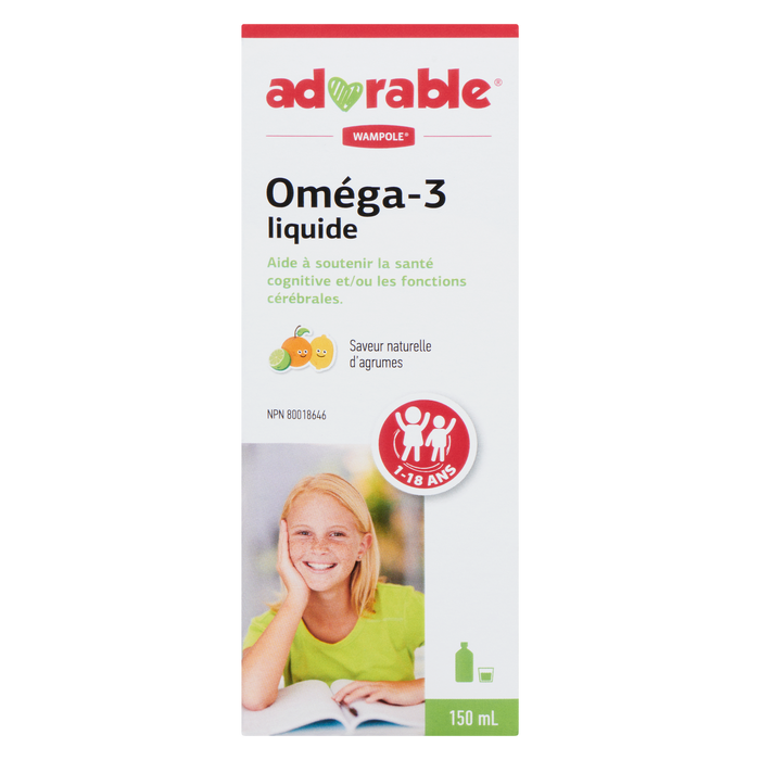 Adorable Omega-3 Liquide Saveur Naturelle d'Agrumes 1-18 ans 150 ml