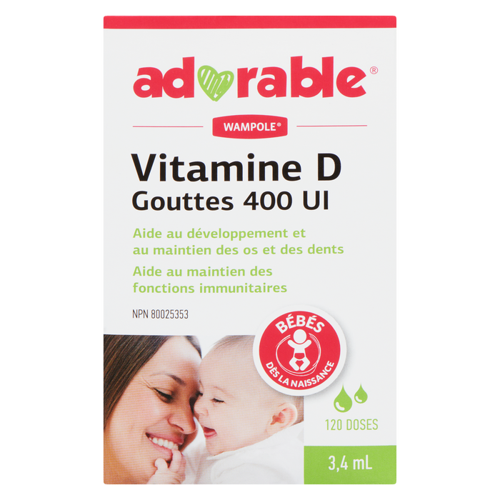 Adorable Vitamin D Drops 400 IU 120 Doses 3.4 ml