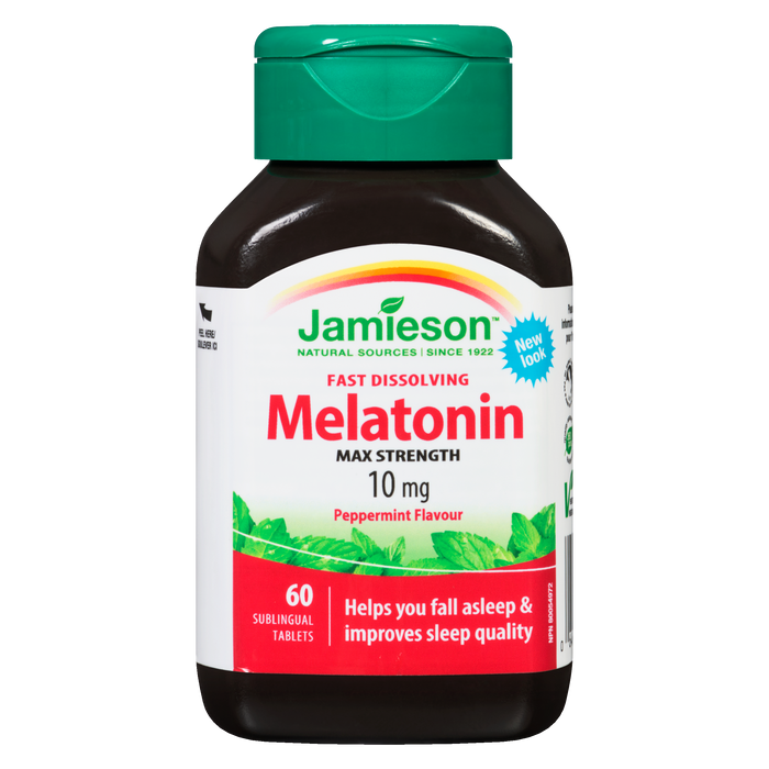 Jamieson Melatonin Max Strength Peppermint Flavour 10 mg 60 Sublingual Tablets