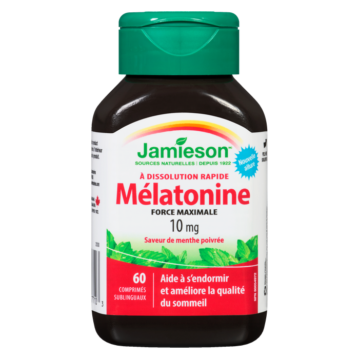 Jamieson Melatonin Max Strength Peppermint Flavour 10 mg 60 Sublingual Tablets