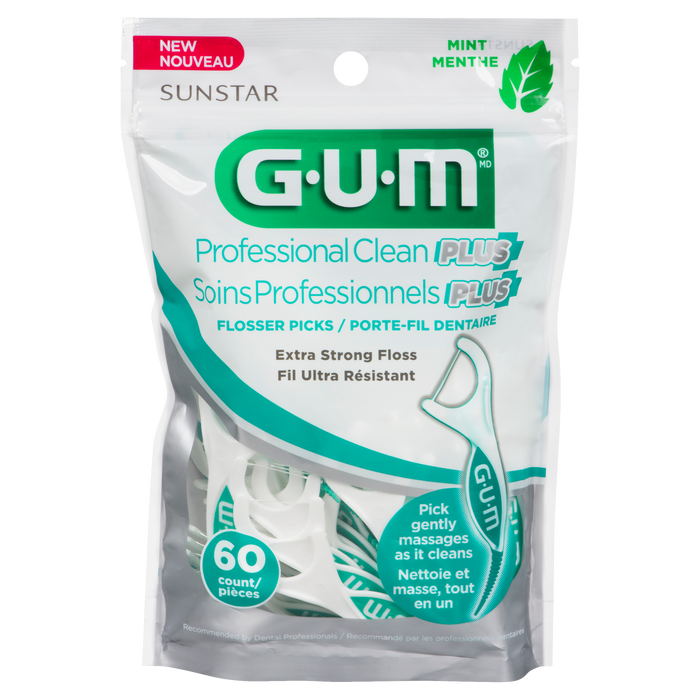 GUM Professional Clean Plus Flosser Picks Menthe 60 unités