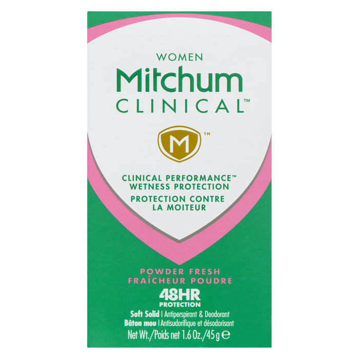 Déodorant et anti-transpirant solide doux pour femmes de Mitchum, poudre fraîche, 45 g