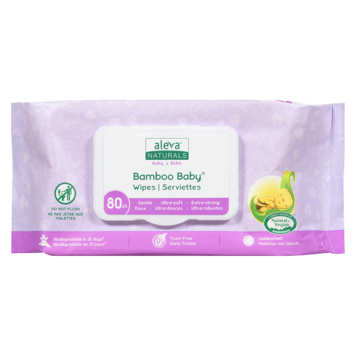 Lingettes pour bébé en bambou Aleva Naturals, 80 unités