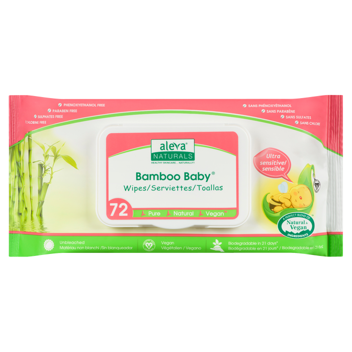 Lingettes pour bébé en bambou Aleva Naturals, 72 lingettes