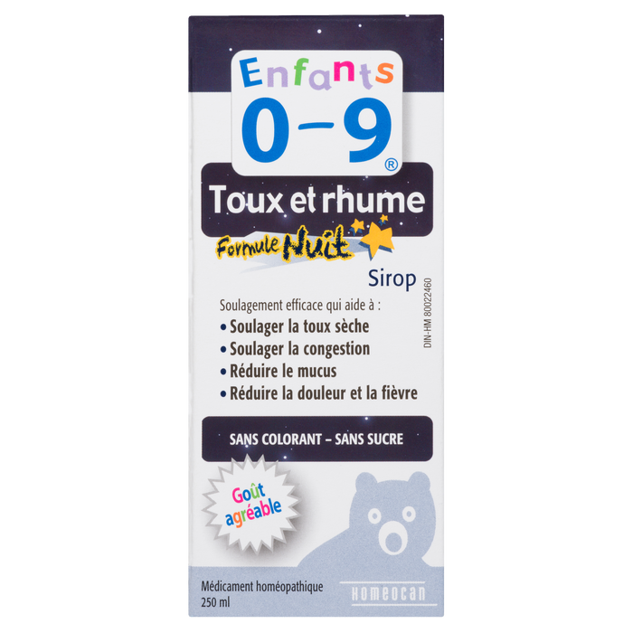 Homeocan Kids 0-9 Sirop de nuit contre la toux et le rhume 250 ml