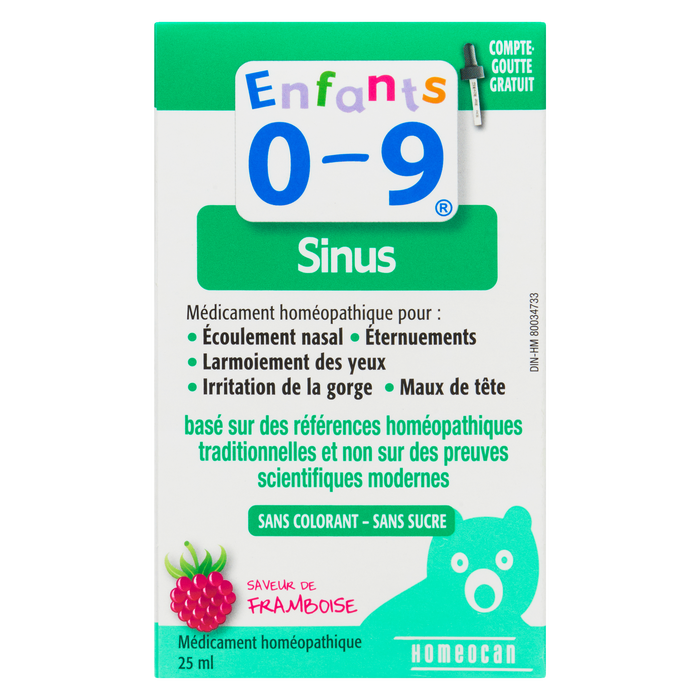 Homeocan Kids 0-9 Médicament homéopathique Sinus Saveur Framboise 25 ml