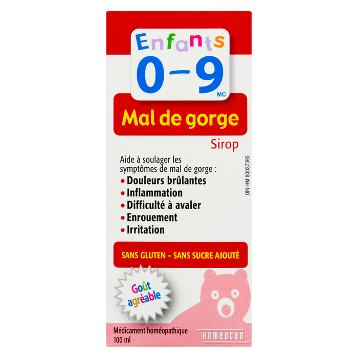 Homeocan Kids 0-9 Médicament homéopathique pour le soulagement de la gorge Sirop 100 ml