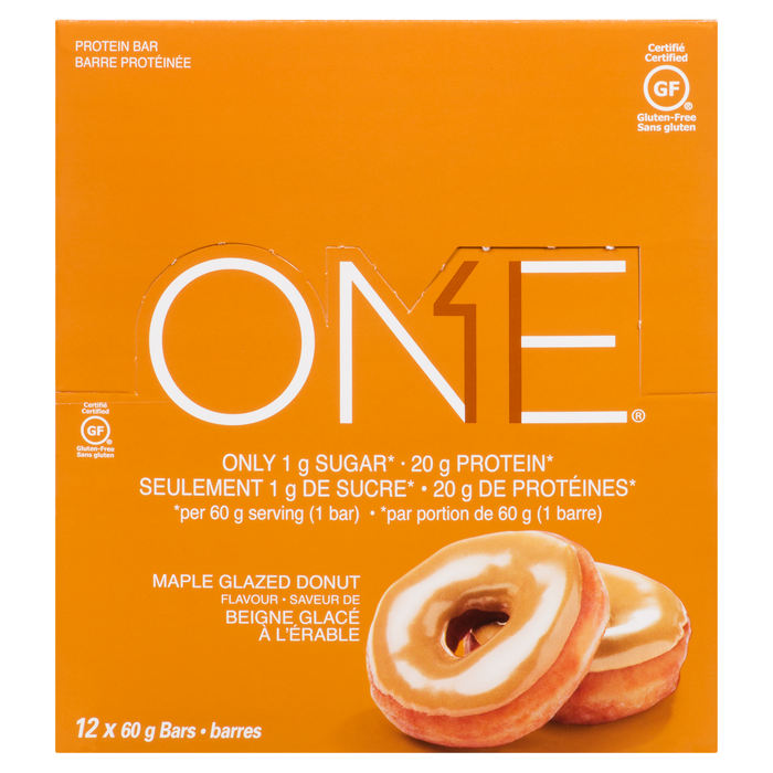 One Protein Bar Saveur de beignet glacé à l'érable 12 barres de 60 g (720 g)