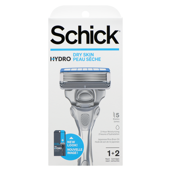 Schick Hydro Razor Dry Skin 5 Blades 1 Razor + 2 Cartridges