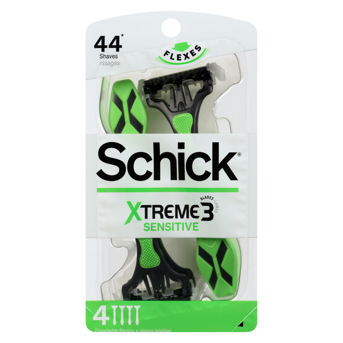 Schick Xtreme Sensitive 3 Blades 4 Disposable Razors