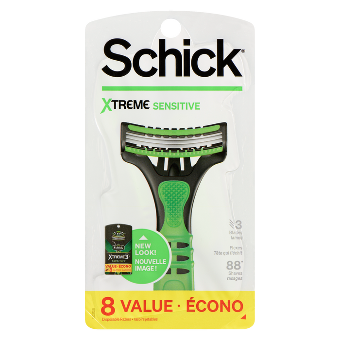 Schick Xtreme Sensitive Disposable Razors 3 Blades 8 Value Disposable Razors