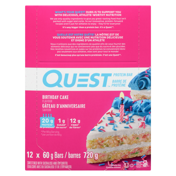 Quest Protein Bar Birthday Cake Flavour 12 Bars x 60 g (720 g)