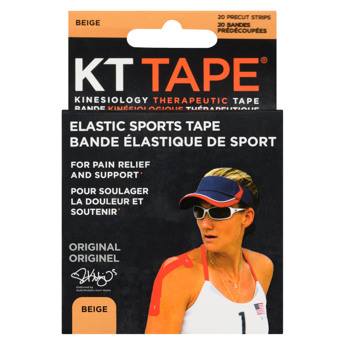 Ruban élastique de sport KT Tape Original Beige 20 bandes prédécoupées