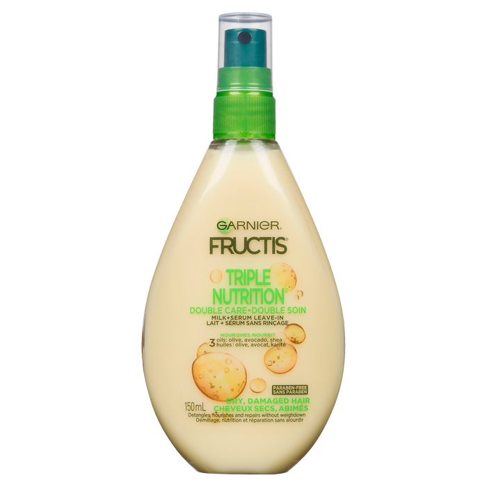 Garnier Fructis Lait + Sérum Triple Nutrition Sans Rinçage Cheveux Secs et Abîmés 150 ml