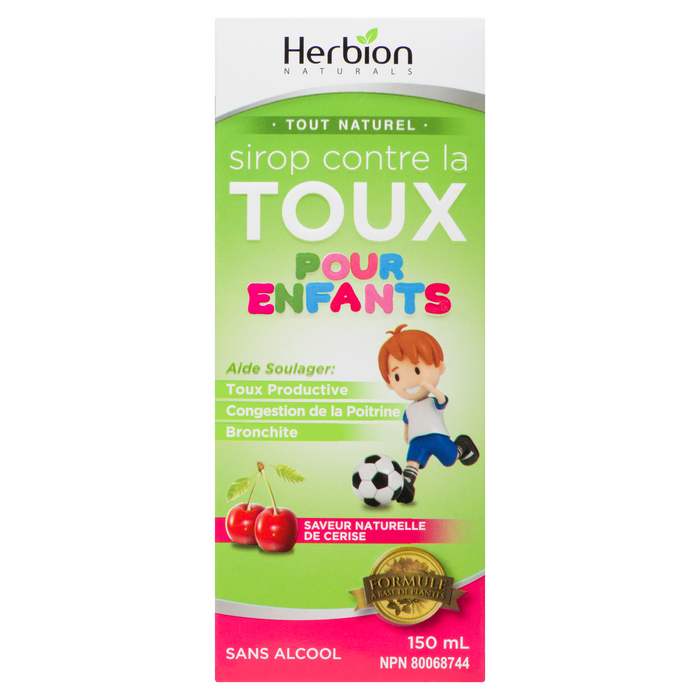 Sirop contre la toux pour enfants Herbion Naturals, saveur naturelle de cerise, 150 ml