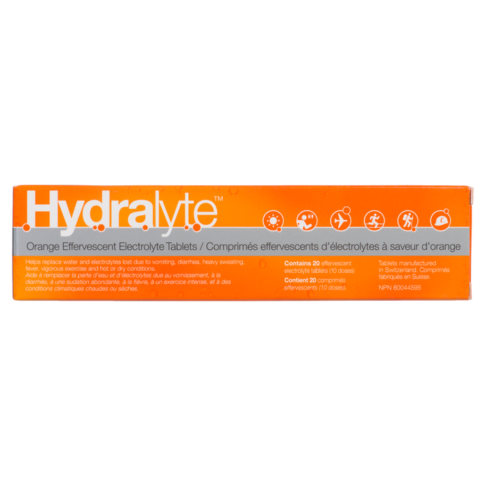 Hydralyte 20 comprimés électrolytiques effervescents orange