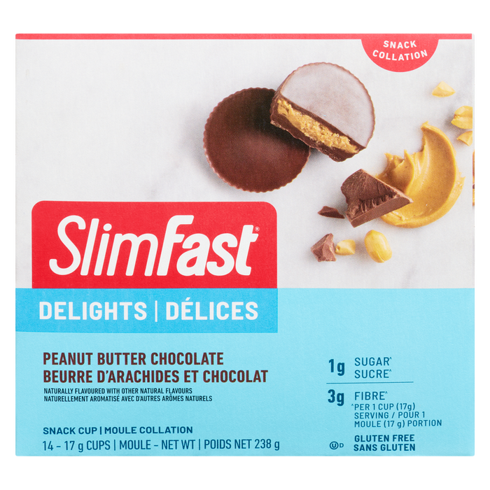 SlimFast Delights Snack Cup Beurre d'arachide et chocolat 14 tasses x 17 g (238 g)